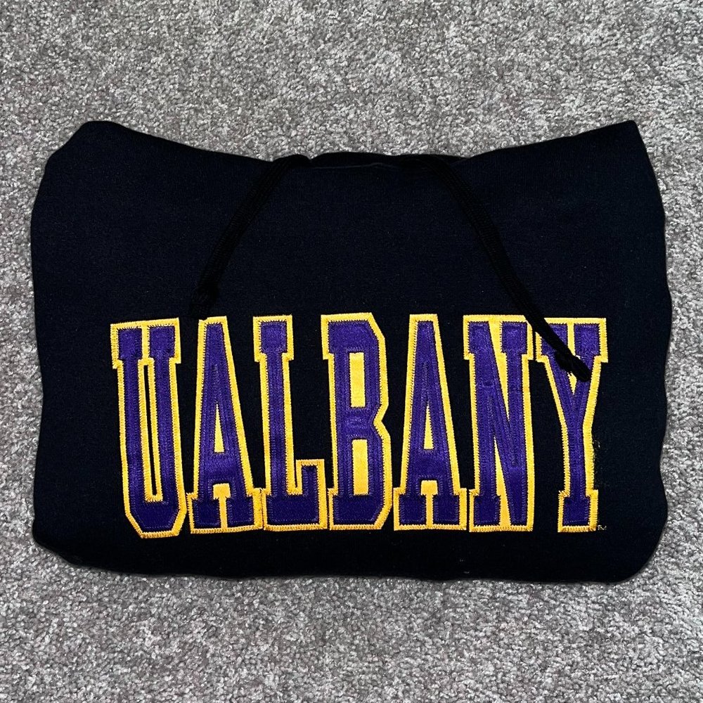 Ualbany Great Danes x Champion collab sweatshirt.